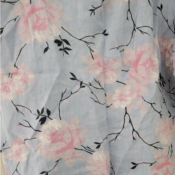 Luca Vanucci Floral Linen Blouse Size Medium Lagenlook Blossom Print Blue Pink - Picture 5 of 5